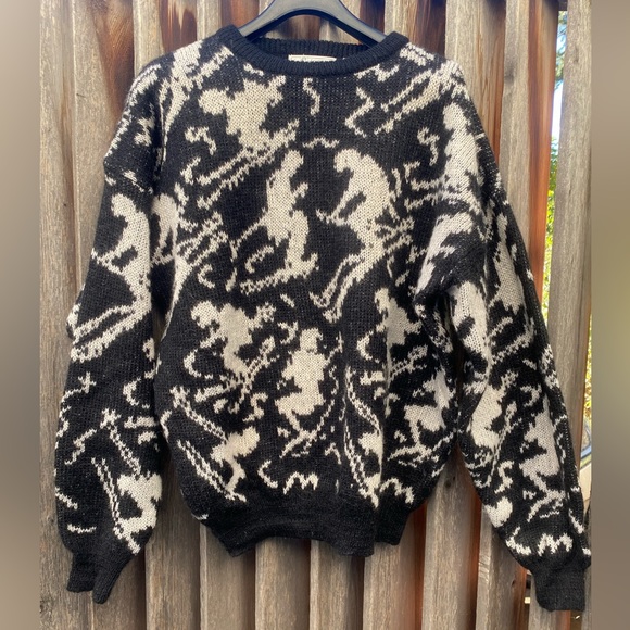 Vintage Ski Sweater Mens’s Sz L- 48% Mohair EUC 9/10 Made in Hong Kong - Picture 3 of 10